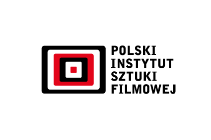 Logo Polskiego Instytutu Sztuki Filmowej – po lewej stronie stylizowany symbol złożony z zagnieżdżonych prostokątów w kolorach czarnym, czerwonym i białym, przypominający kadr filmowy lub obiektyw kamery; po prawej stronie czarny napis "POLSKI INSTYTUT SZTUKI FILMOWEJ" w czterech wierszach. Tło białe.